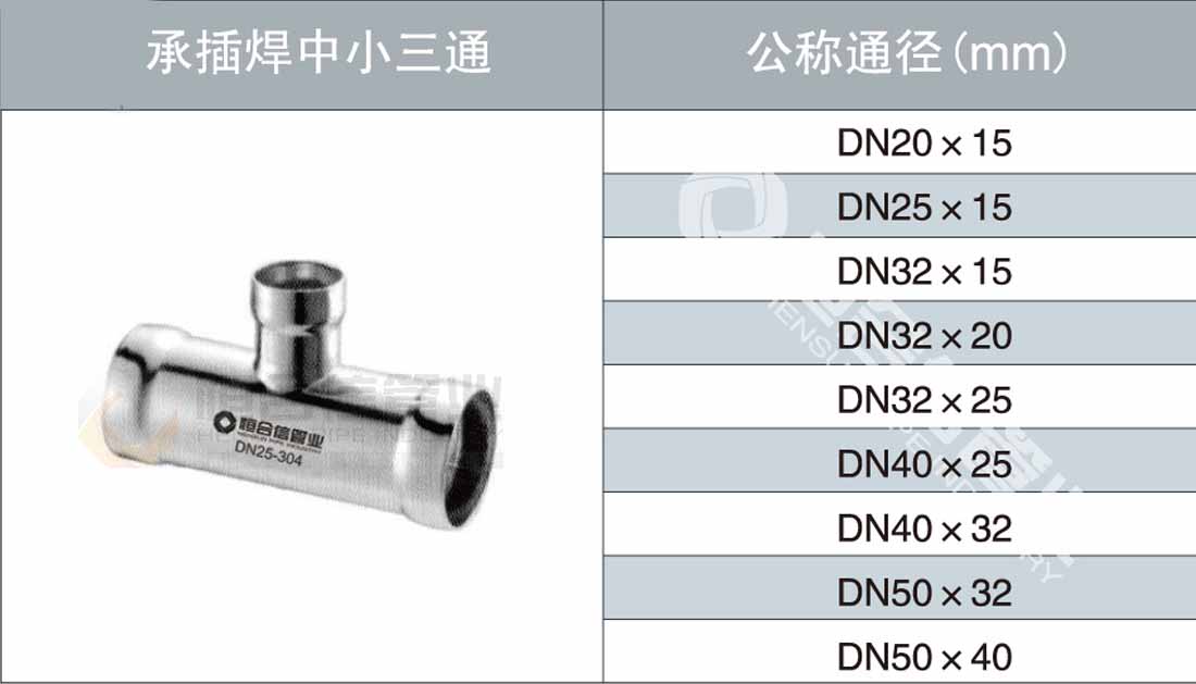 承插焊中小三通參數1